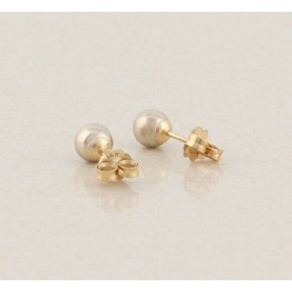 14k Yellow Gold 4.8mm Ball Bead Earrings Stud Post - Picture 8 of 8